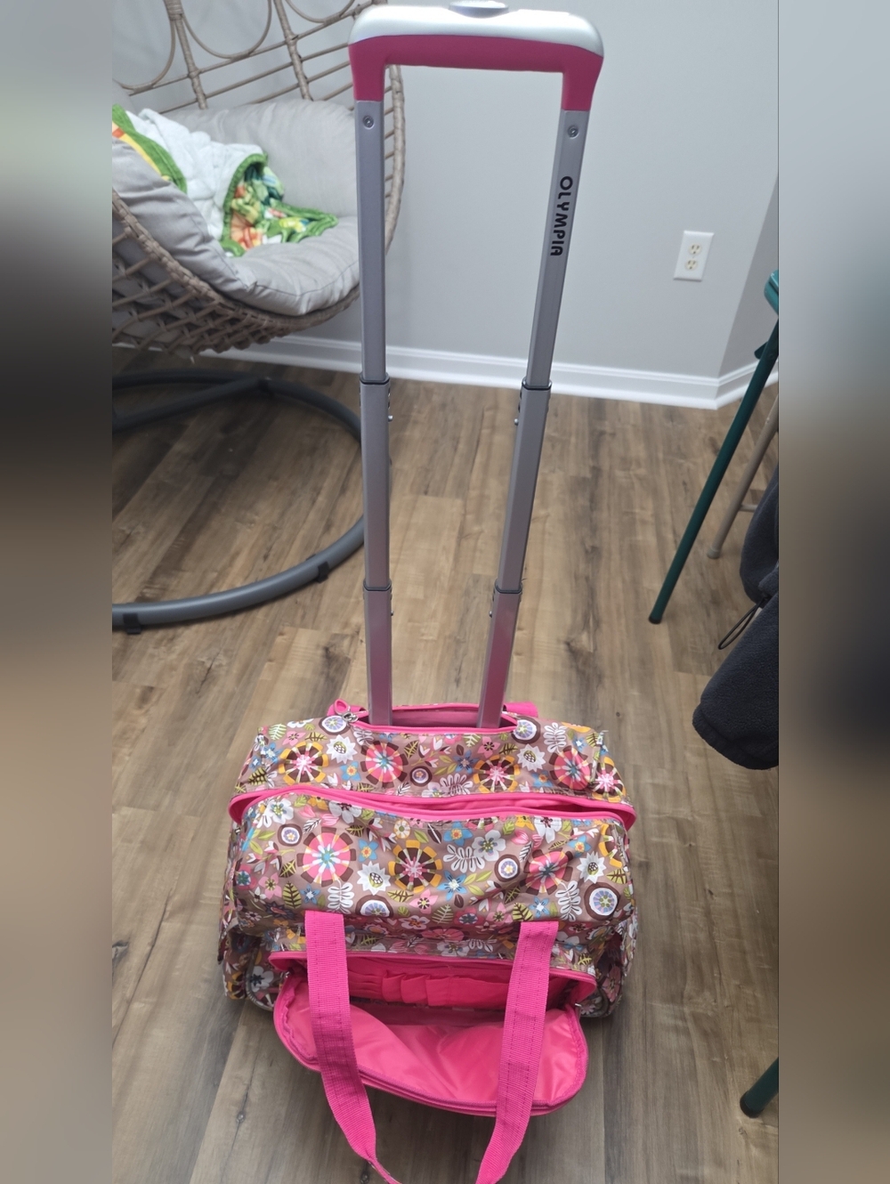 Olympia Pink Floral Rolling Travel Bag - Women's Carry-On